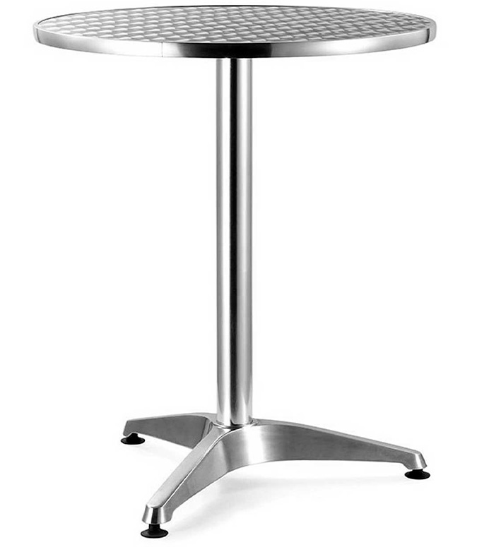 Mesa para comedor redonda de aluminio alta